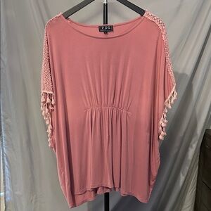 POL Blush Pink Blouse with Tassel Accents